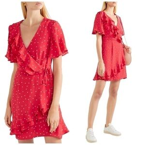 Rebecca Vallance Dress, Ruffled wrap mini dress, Size 0